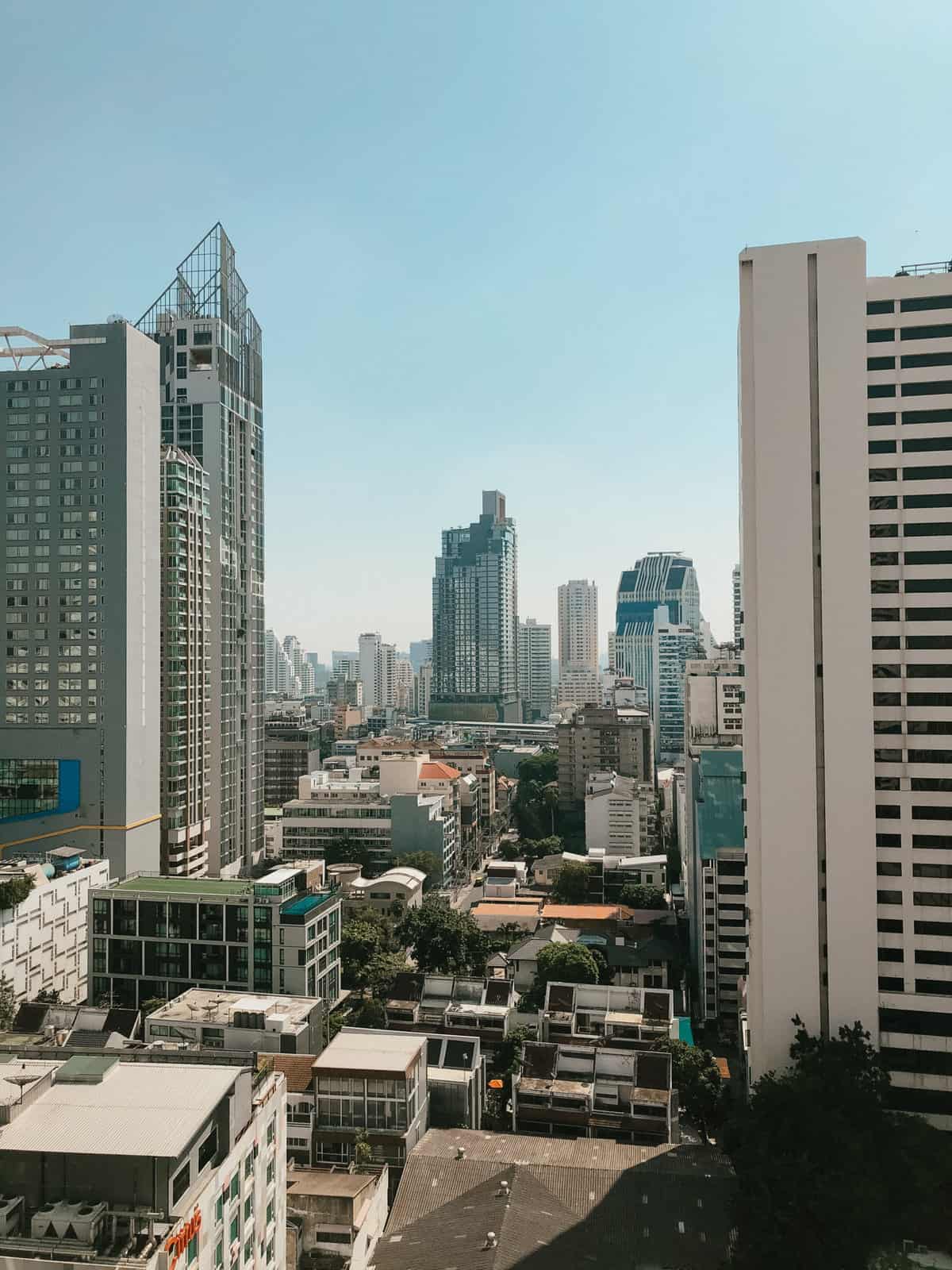 The Bangkok city skyline from above.