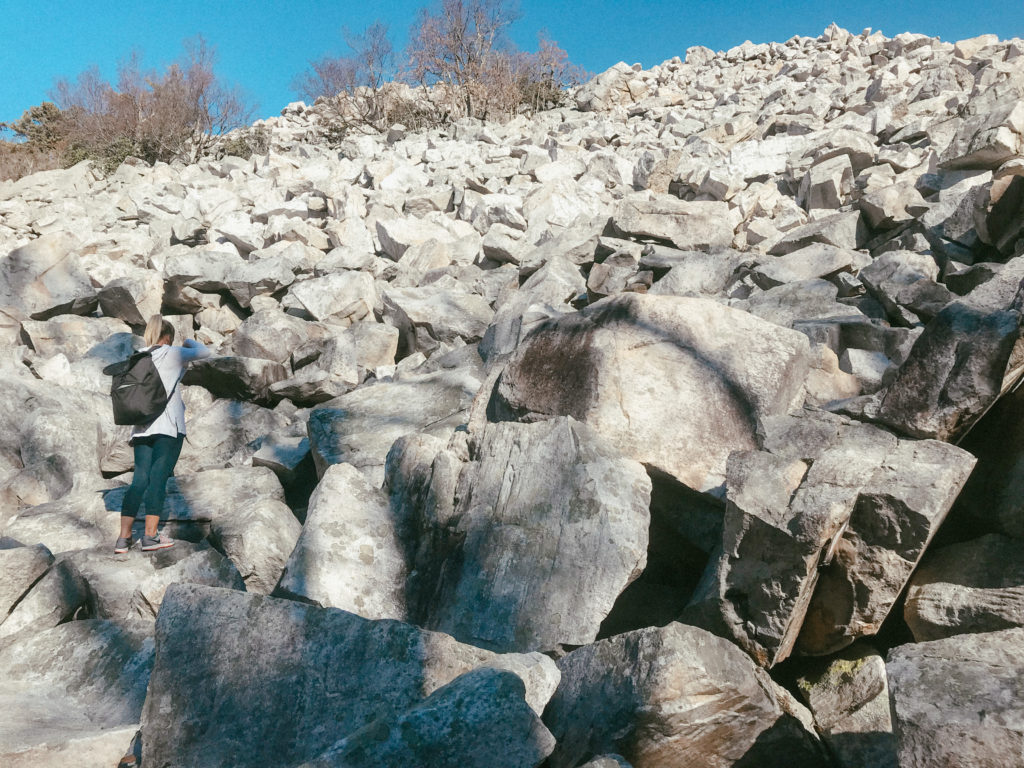 Devil's Marbleyard's rock scramble to the top of the hike.