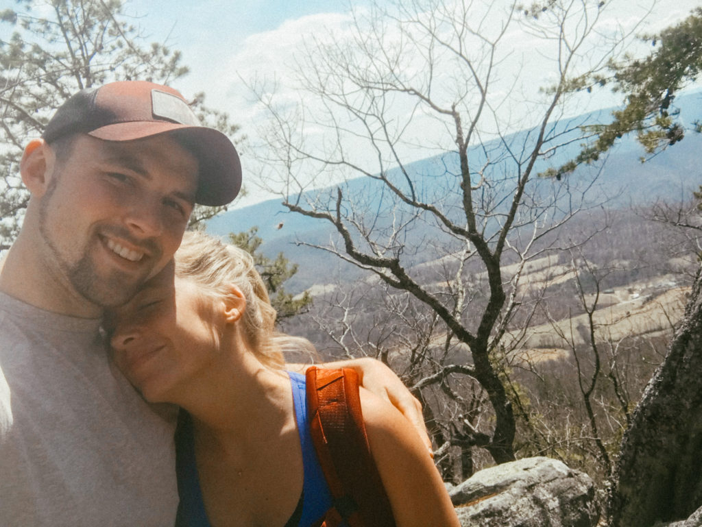 The Price's hiking together in the Blue Ridge.