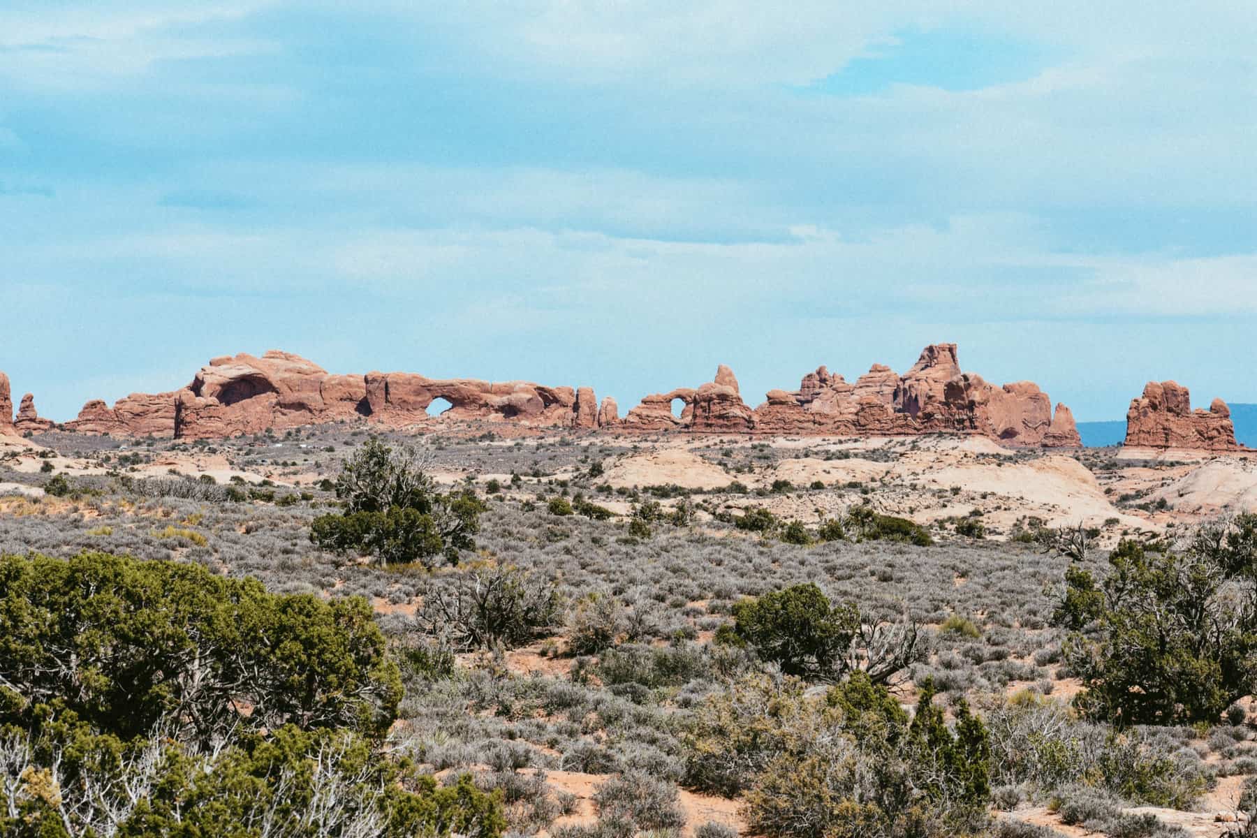 A landscape view of several arches.