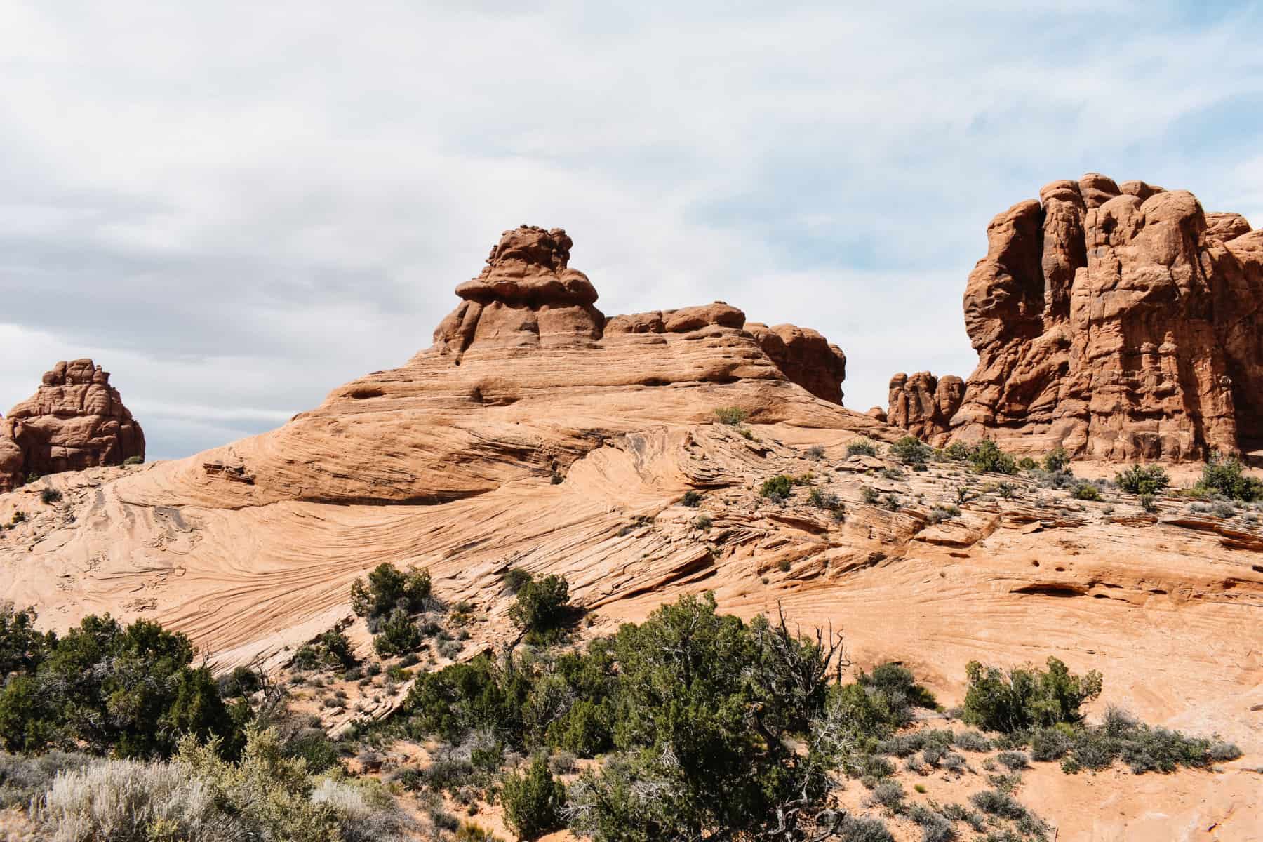 Some of the red rock formations at Arches National Park.