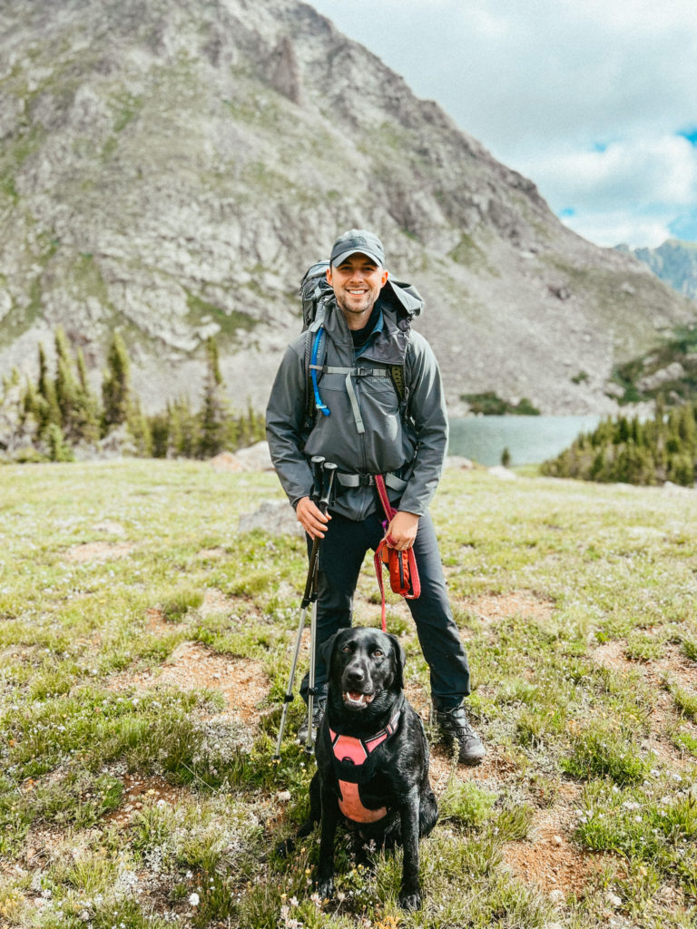 Sam and Clover backpacking in Colorado.