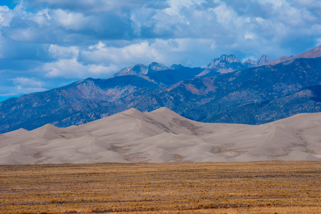 The largest sand dunes in North America at Great Sand Dunes National Park where you can trek some of the best backing in Colorado.
