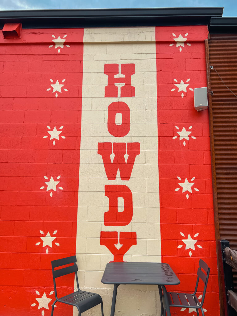Howdy Beer's artwork on their building.