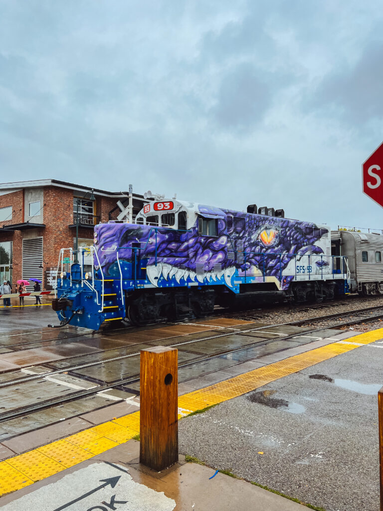 An artsy train in the Railyard District of Santa Fe.