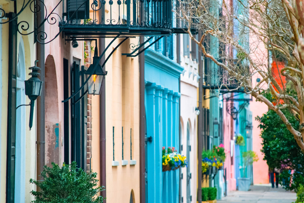 Rainbow Row in Charleston, one of the most popular areas in the city.