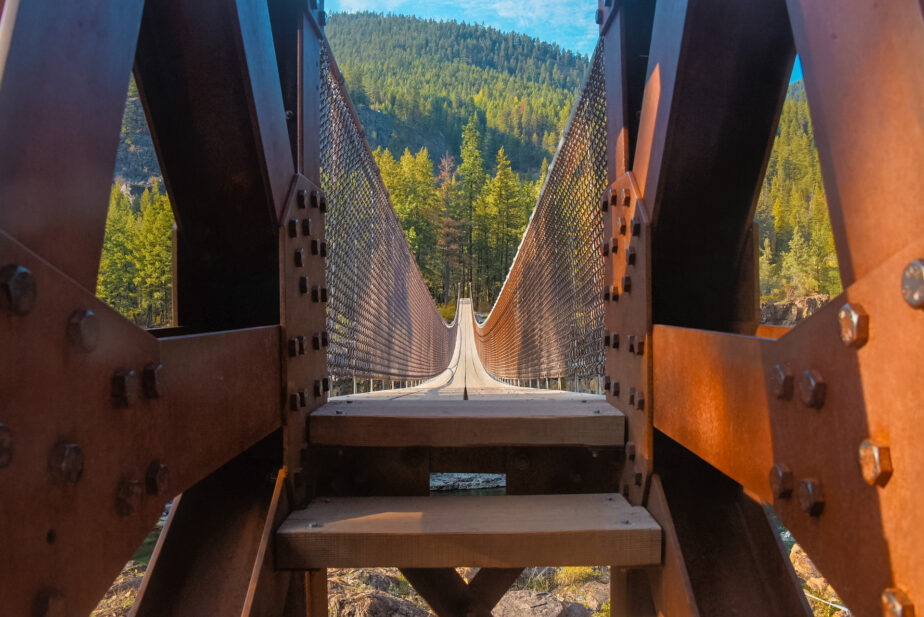 One of the best hidden gems in Montana is the swinging bridge near Kootenai Falls. 