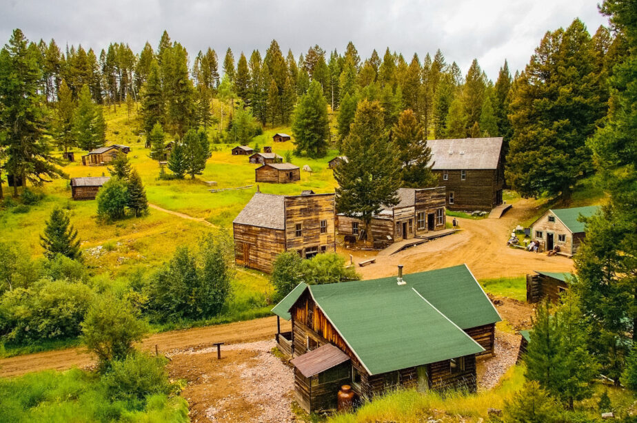 Garnet Ghost Town with greenery and trees surrounding it, one of Montana's best hidden gems.