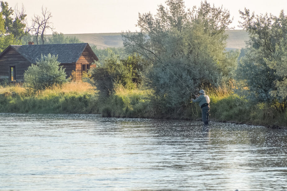 A man fly fishing in Montana, one of the best free things to do near Bozeman.
