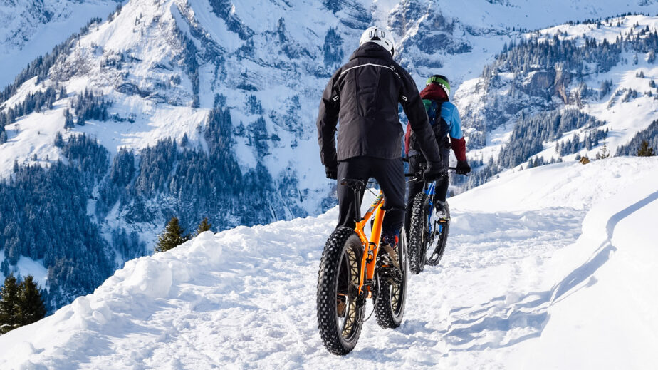 Mountain biking in the snow, one of the best winter activities to try in Asheville.