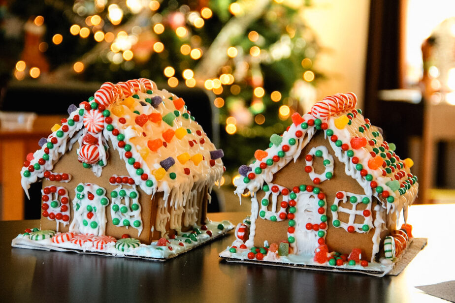 Gingerbread houses during the holiday season.