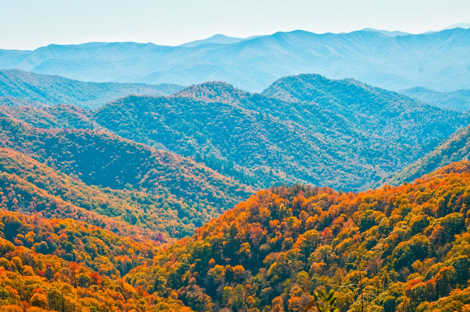 The Blue Ridge Mountains surrounding Asheville.