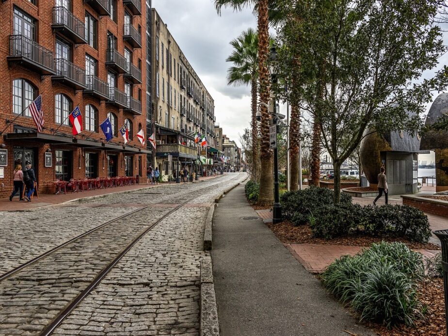 Cobblestone streets in Savannah.