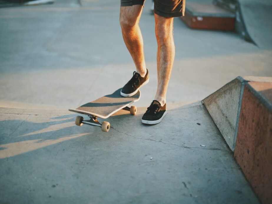 A skateboarder at the skatepark.