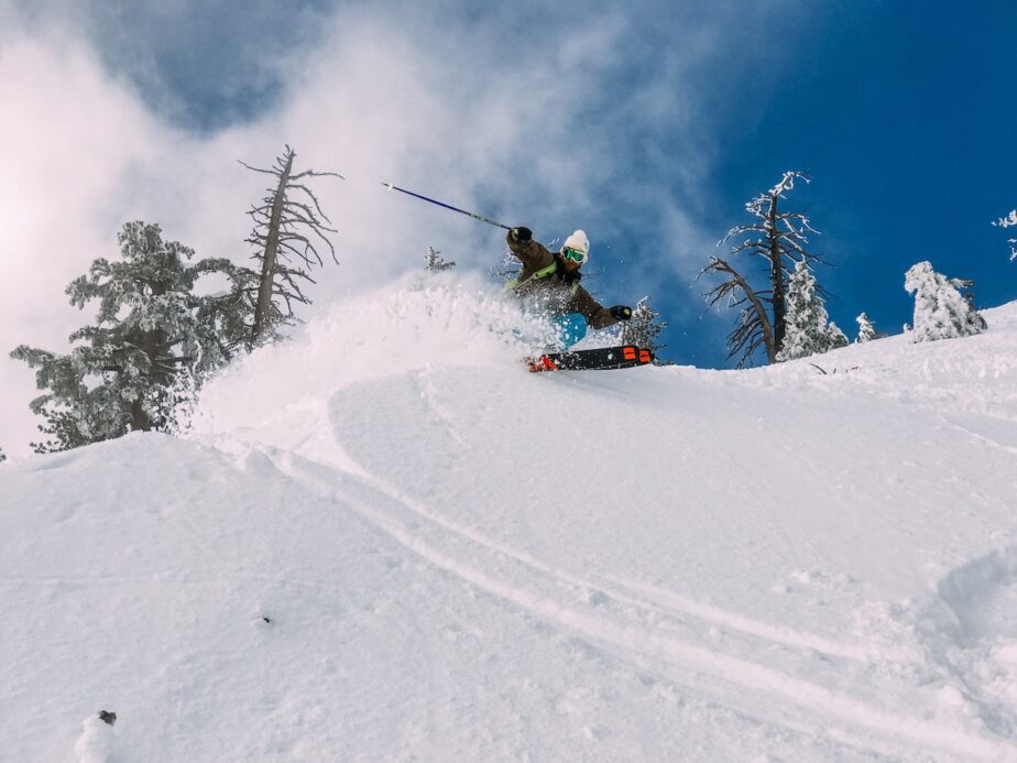 A skier going down one of the best North Carolina ski resorts.