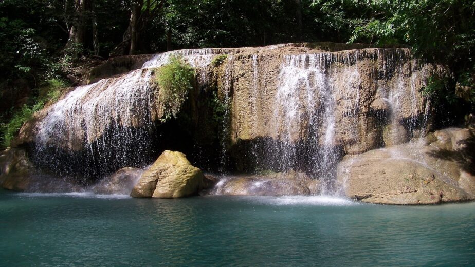 The waterfall at Erawan National Park.
