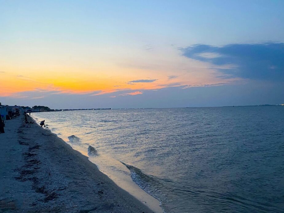 One of the many Texas beaches during sunset.