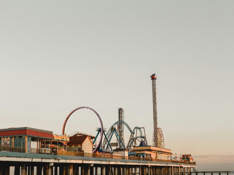 A pier in Texas full of rides.