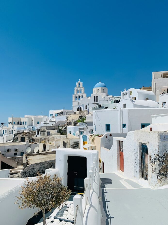 Santorini's white buildings, one of the best islands to visit in Europe and the entire world.