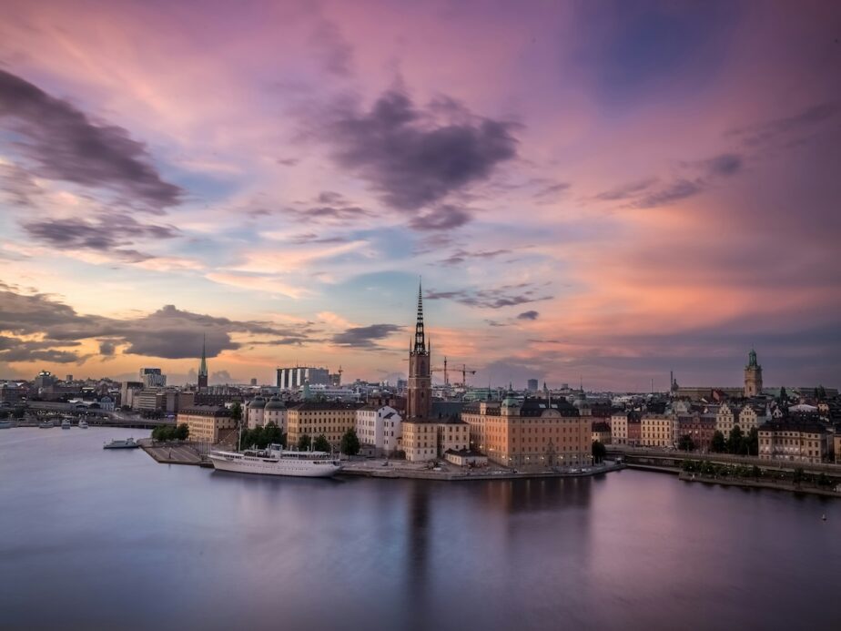 Stockholm at sunset.