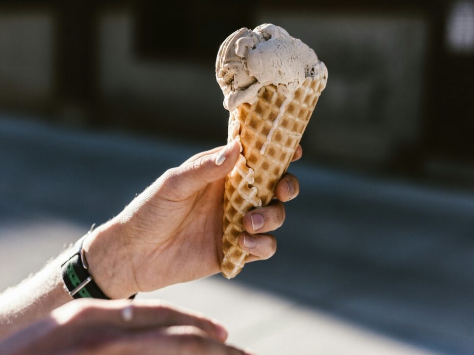 A cone of ice cream.