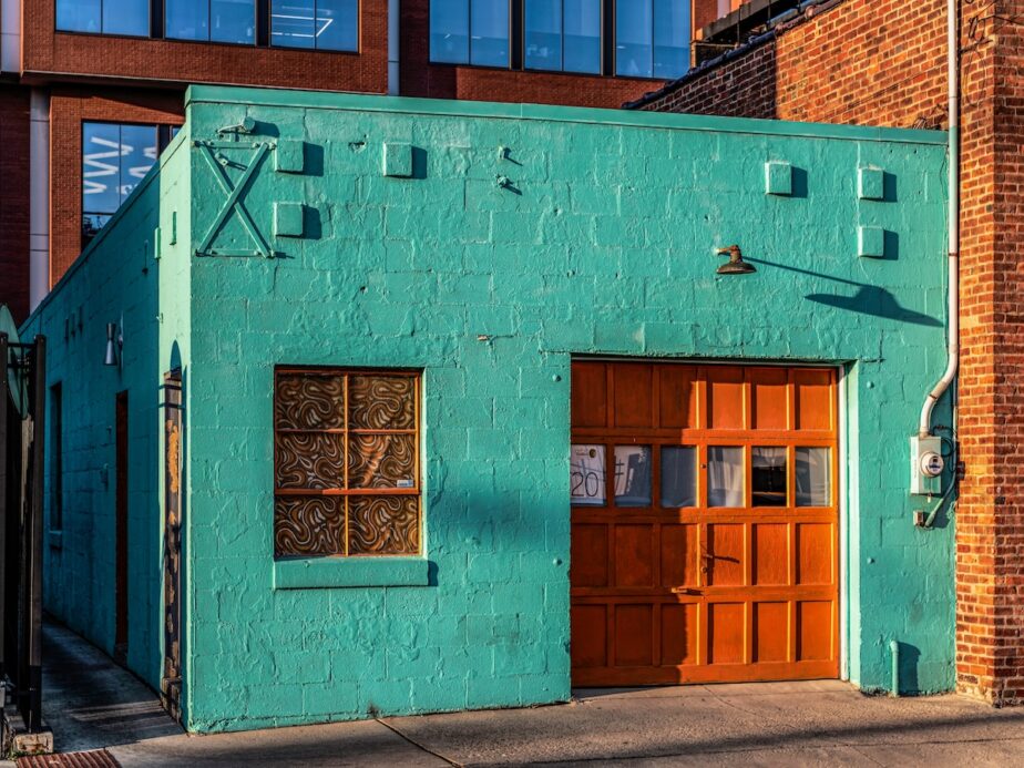 A turquoise buildings in the Short North Arts District in Columbus.